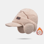 Outdoor Plush Warm Knitted Earflaps Baseball Cap