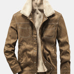 Faux Suede Teddy Lined Utility Jacket