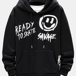 Smiley Graffiti Print Hoodie