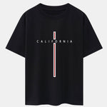 California Stripe Print Drop Shoulder Oversize T-Shirt