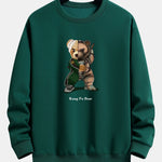 Kung Fu Bear Print Relax Fit Sweatshirt