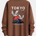 Tokyo Crane Back Print Relax Fit Sweatshirt