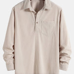 Long Sleeve Polo Neck Corduroy Shirt