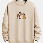 Two Little Deer Print Relax Fit Sweatshirt