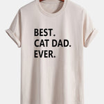 Regular Fit Best Cat Dad Ever Print Cotton T-Shirt