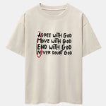 Circled Slogan Print Drop Shoulder Oversize T-Shirt