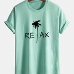 Regular Fit Relax Palm Tree Print Cotton T-Shirt