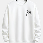 Cat Wearing Sunglasses Print Relax Fit Sweatshirt
