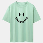 Smiley Face Slogan Print Drop Shoulder Oversize T-Shirt