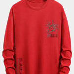 Long Sleeve Cherry Blossom Slogan Print Cotton T-Shirt