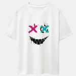 Graffiti Smiley Face Print Drop Shoulder Oversize T-Shirt & Shorts