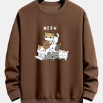 Cute Cat Print Relax Fit Sweatshirt
