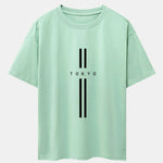 Stripe Tokyo Print Drop Shoulder Oversize T-Shirt