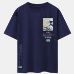 Waves Tokyo Ukiyo-e Print Drop Shoulder Oversize T-Shirt