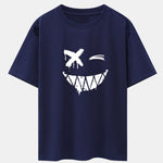 Dissolved Smiley Face Print Drop Shoulder Oversize T-Shirt
