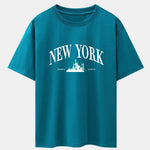 New York Slogan Print Drop Shoulder Oversize T-Shirt