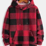 Plaid Pattern Teddy Hoodie & Straight Leg Plaid Pattern Teddy Pants