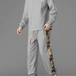 Relax Fit Long Sleeved Waffle T-Shirt & Bear Embroidery Waffle Jogging Pants
