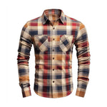 Men's Classic Casual Slim Fit Check Brushed Cotton Long Sleeve Shirt