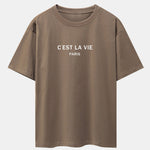 Paris Letter Print Dropped Shoulders Oversize T-Shirt & Sweat Shorts