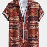 Floral Geometric Patchwork Print Cotton Shirt & Linen Cotton Blend Cropped Pants