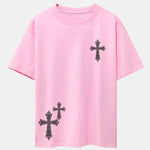 Ornamental Cross Print Drop Shoulder Oversize T-Shirt