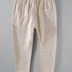 Striped Linen Cotton Blend Cropped Pants