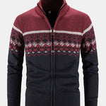 Geometric Print Zip Up Sweater