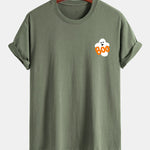 Regular Fit Boo Ghost Print Cotton T-Shirt