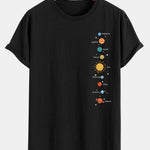 Planet Print Cotton Arc Hem T-Shirt