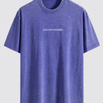 Slogan Print Washed Distressed Drop Shoulder T-Shirt