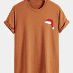 Regular Fit Santa Hat Print Cotton T-Shirt