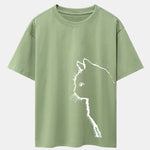 Cat Silhouette Print Drop Shoulder Oversize T-Shirt