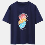 Graffiti Skateboard Bear Print Drop Shoulder Oversize T-Shirt