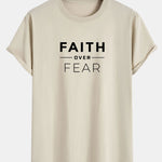 Faith Over Fear Print Cotton Arc Hem T-Shirt