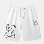 Line Shaped Bear Print Shorts