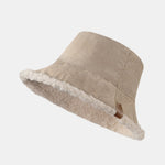 Thick And Warm Corduroy And Cashmere Splicing Multifunctional Soft Plush Bucket Cap Can Be Worn In Both Directions