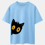 Black Cat Is Watching Print Drop Shoulder Oversize T-Shirt