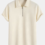 Stripe Jacquard Zip Up Polo & Shorts