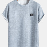 Short Sleeve Geometric Jacquard Arc Hem T-Shirt & Drawstring Corduroy Cargo Jogger Pants