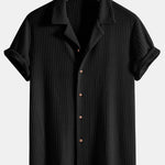 Short Sleeve Knitted Waffle Cuban Shirt & Straight Leg Linen Pants