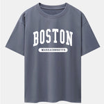 Boston Slogan Print Drop Shoulder Oversize T-Shirt