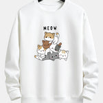 Cute Cat Print Relax Fit Sweatshirt
