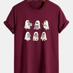 Regular Fit Ghost Reading Book Print Cotton T-Shirt