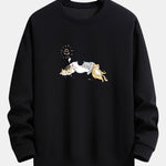Napping Cat Print Relax Fit Sweatshirt