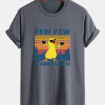 Regular Fit PEW PEW MADAFAKAS Duck Print Cotton T-Shirt