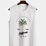 California Palm Tree Print Tank Top & Swim Shorts