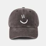 Smiley Face Pattern Classic Retro Washed Distressed Cotton Baseball Cap