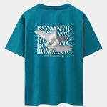 Romantic Doves Back Print Drop Shoulder Oversize T-Shirt