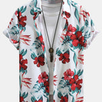 Tropical Floral Print Button Up Shirt & Swim Shorts